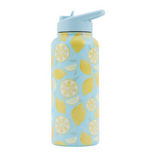 Load image into Gallery viewer, 950ml Insulated Water Bottle - Blue Lemons - Travel mug sold separately