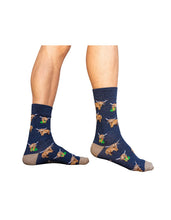 Load image into Gallery viewer, Men’s Highland Cow Bamboo Sox Size 7-11 in Denim MARLE