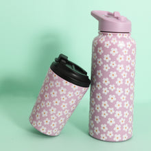 Load image into Gallery viewer, 950ml Insulated Water Bottle Purple Daisy - Travel mug sold separately