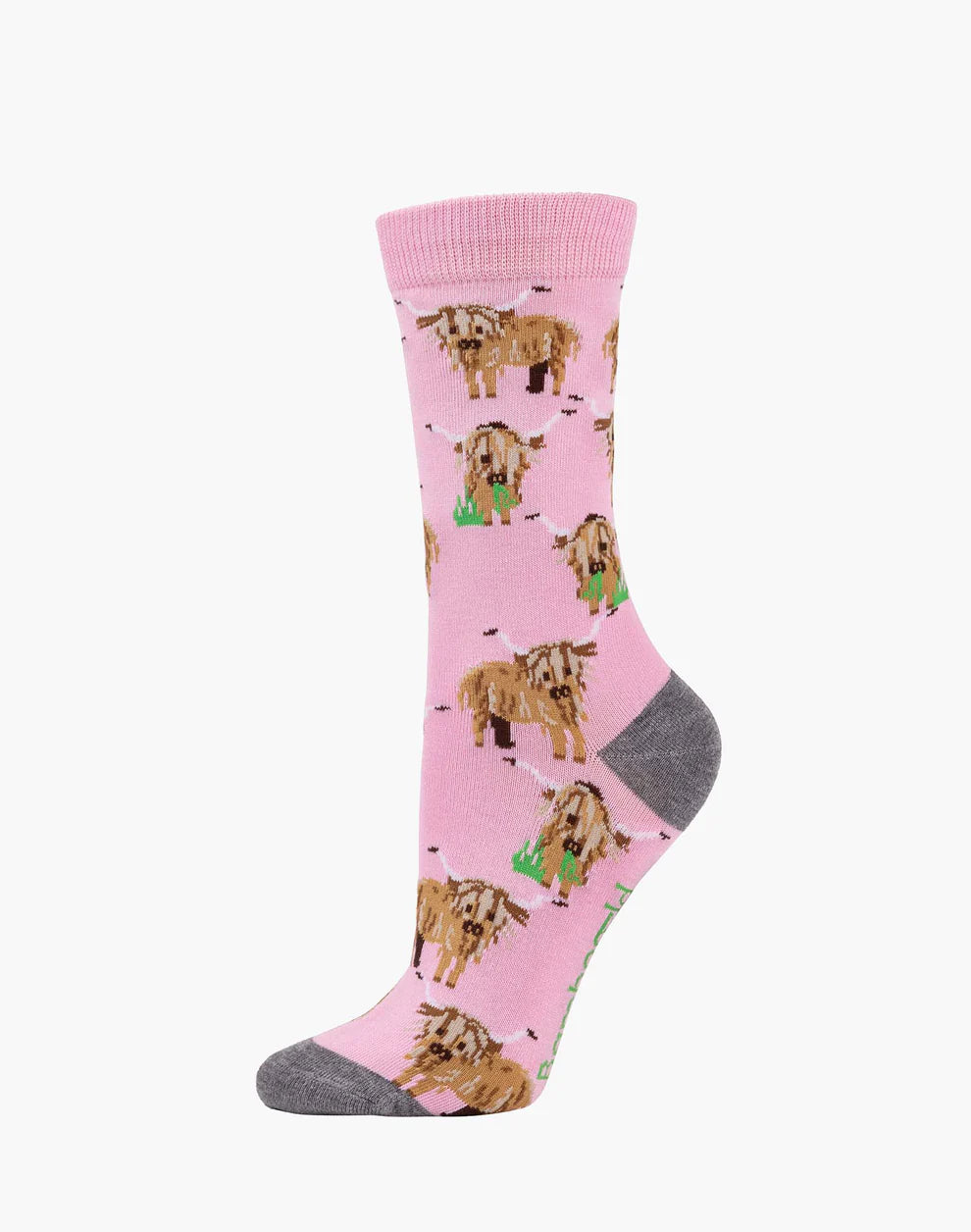 Ladies Pink Highland Cow Sox size 2-8, Bamboo