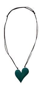 Turquoise wooden heart necklace
