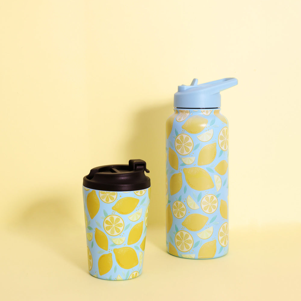 950ml Insulated Water Bottle - Blue Lemons - Travel mug sold separately