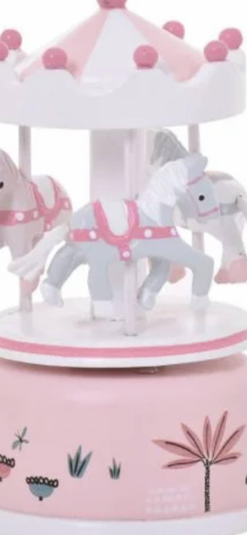 Pink Wooden Musical Carousel