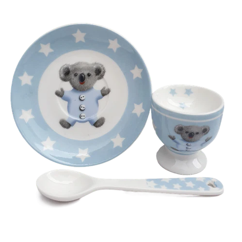 Koala egg cup/plate/spoon set -Blue