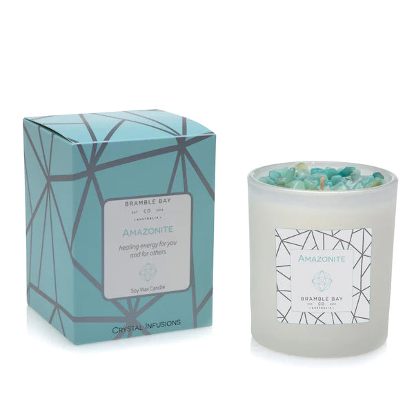 Bramble Bay Candle “AMAZONITE” Crystal Infusions