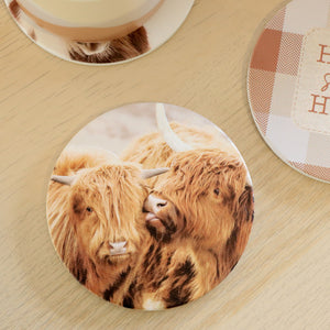 Highland Cows Ceramic Coaster