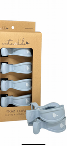 Set 4 Pram Clips - Dusty Blue
