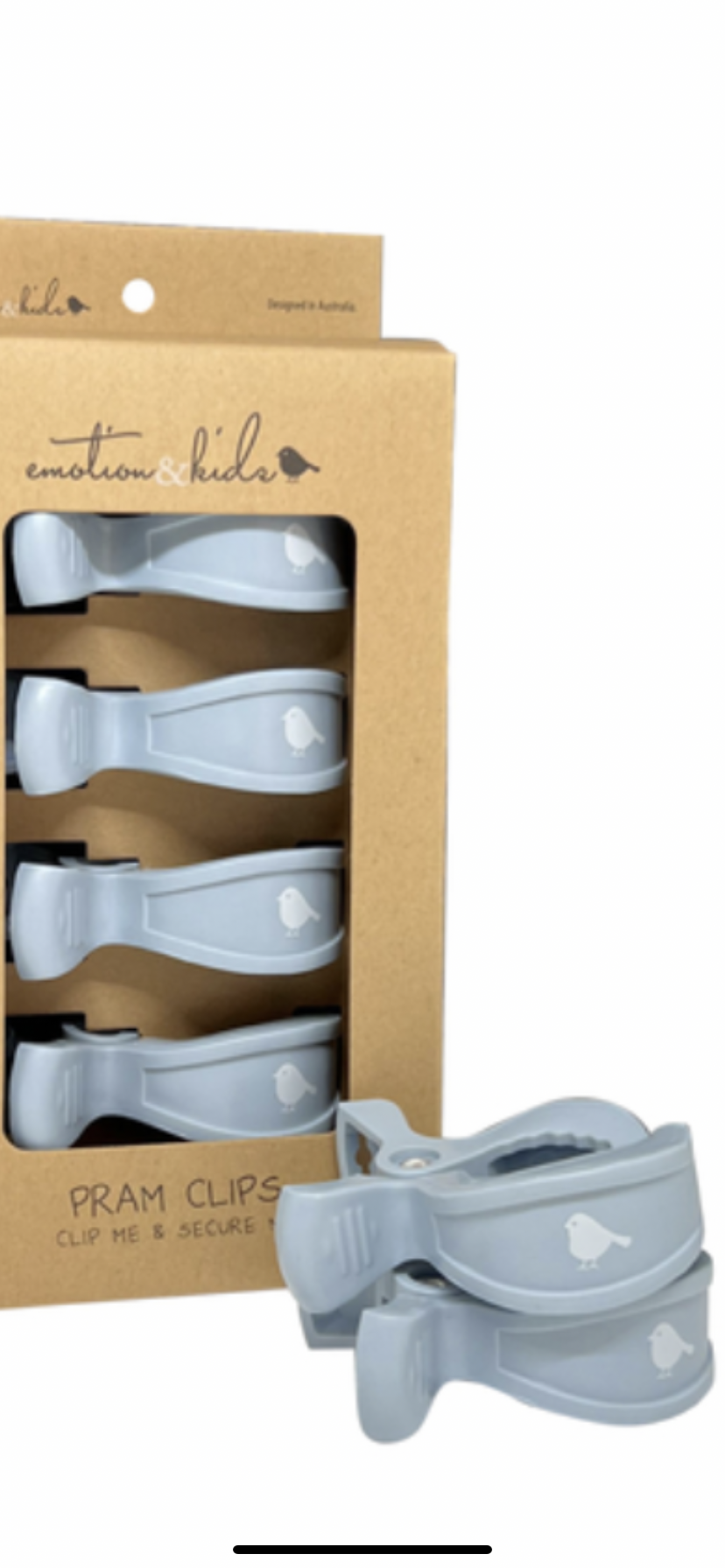 Set 4 Pram Clips - Dusty Blue