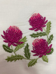 Waratah Embroidered Handkerchief