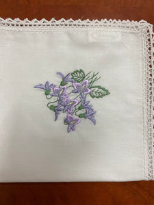 Violets -Embroidered Handkerchief