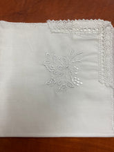 Load image into Gallery viewer, White Flower embroidered handkerchief
