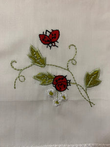 Handkerchief Embroidered Ladybird with Lace